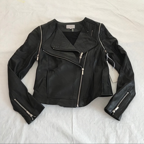 NWT**1. State***Black Biker Leather Jacket Small $498 - Picture 2 of 8